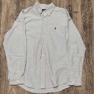 Polo by Ralph Lauren Men's Blue and White Plaid Shirt